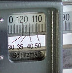close-up view of chain mortiser precision gauge