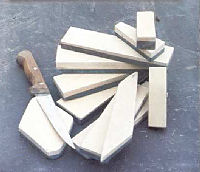 Yellow Ardennes Coaticule sharpening stone with knife